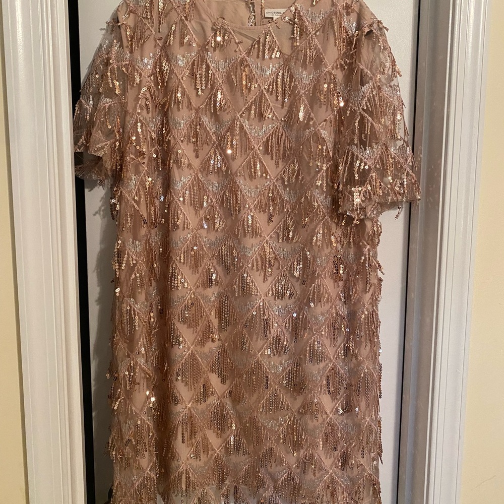 Dazzled Up Dress, Rose Gold - Chic Soul size 3x